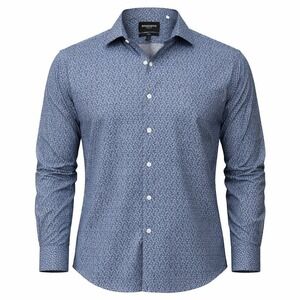 Bonobos Mens Wrinkle Free Blue White Button Up Shirt Large Micro Floral